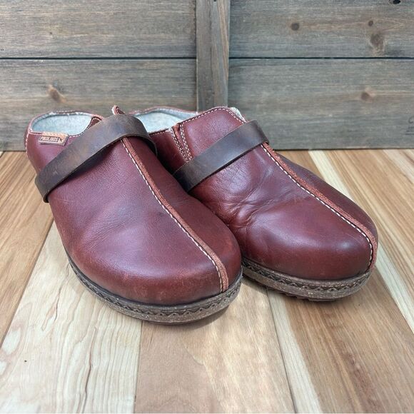 Pikolinos Granada Medium Heeled Clogs 100% Calfskin Leather Memory Foam 39 8.5 - Picture 1 of 16